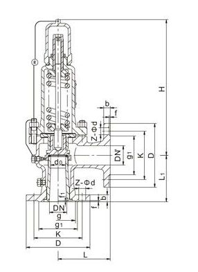 A41H、A41Y彈簧微啟封閉式安全閥結(jié)構(gòu)圖紙